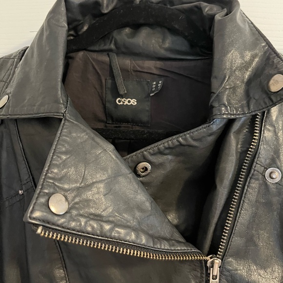 ASOS Black Leather Motorcycle Jacket - Picture 3 of 5